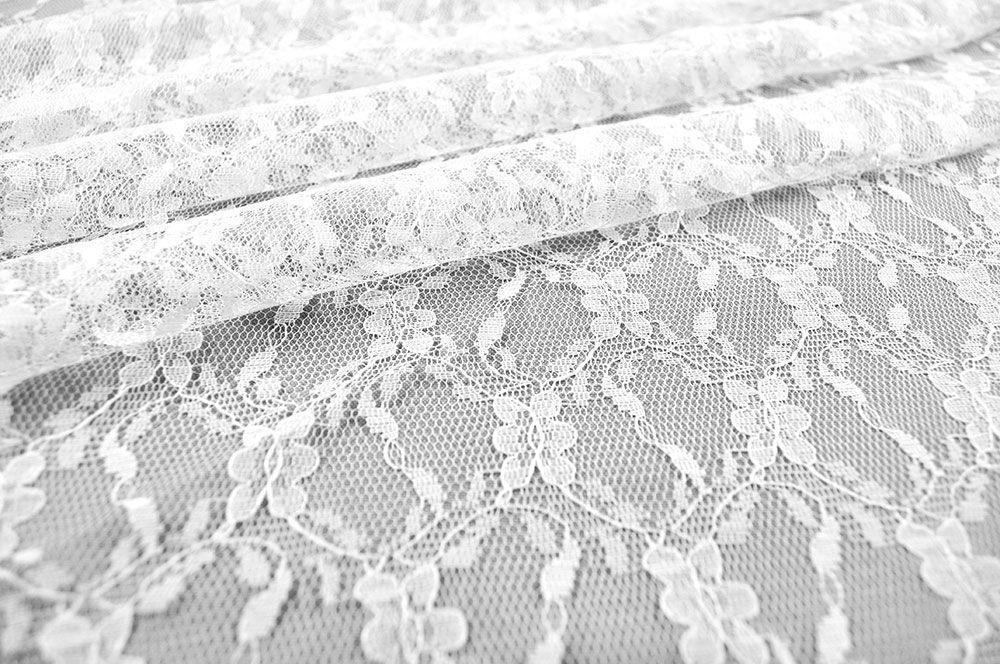 Spitzenstoff - Floral-Ornament - Weiß 