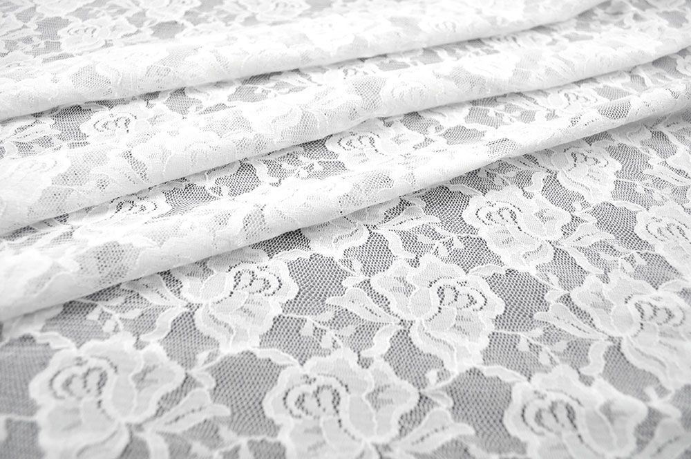 Stretch-Spitze deluxe - große Blüten - Weiß 