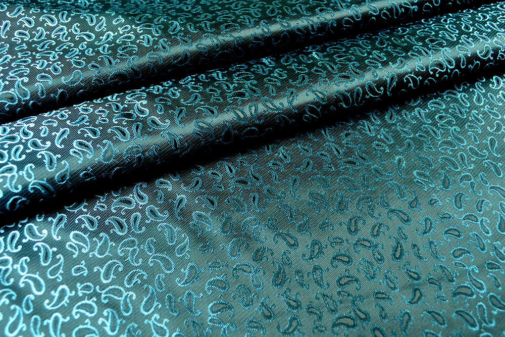 Jacquard-Taft - Mini-Paisley - Dunkeltürkis 