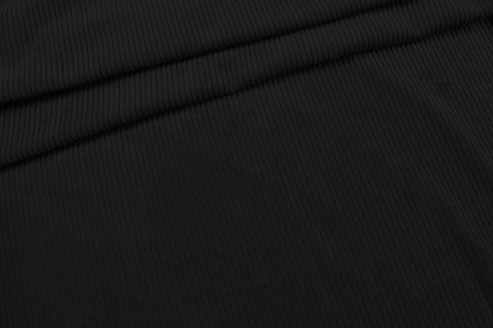 Baumwoll-Stretchcord - Uni Schwarz