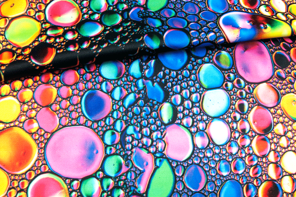 Tanzkleiderstoff - Regenbogen-Tropfen 