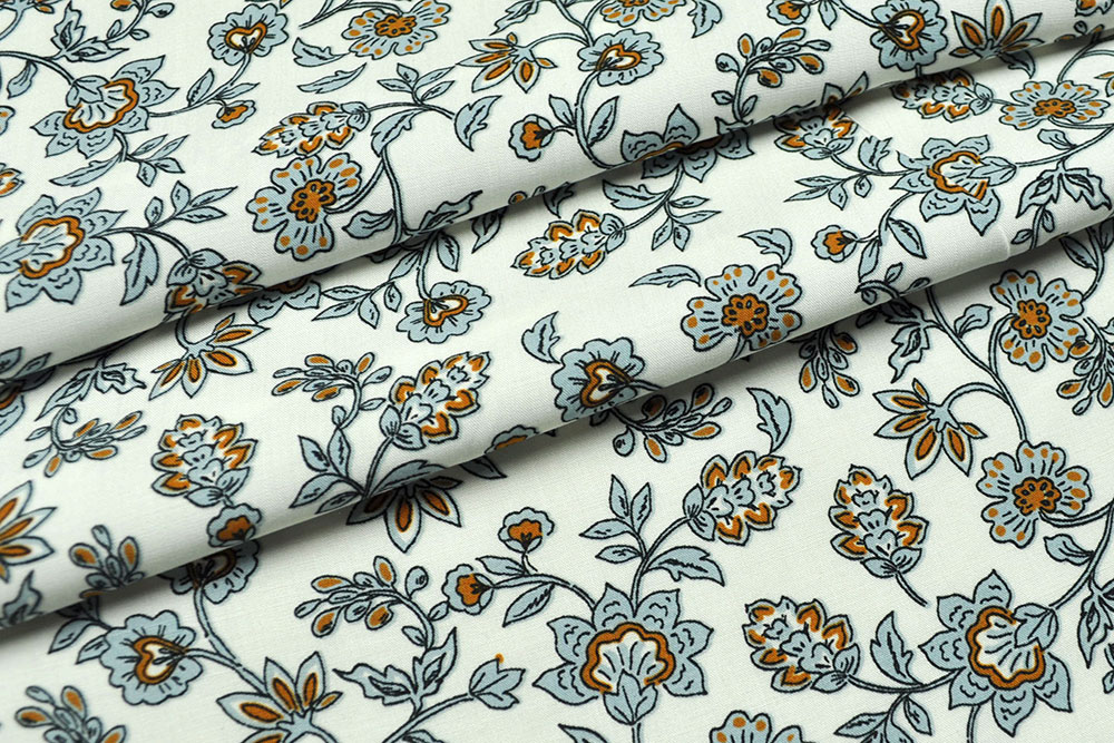 Viskosestoff - Blütenranken Eliana - Off-White 