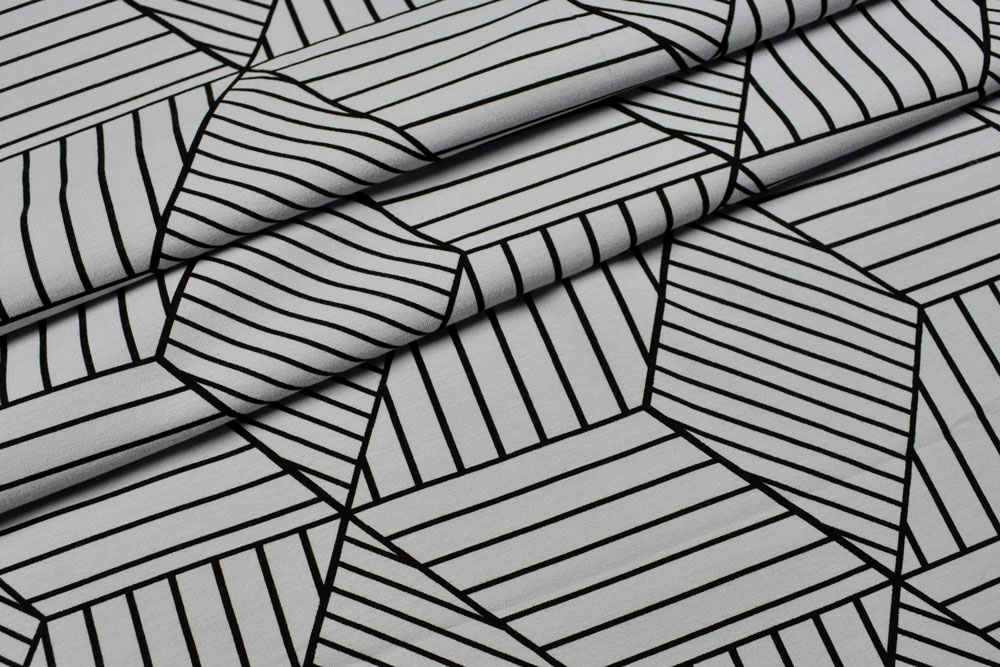 Jersey-Stoff - Würfel - Grau 