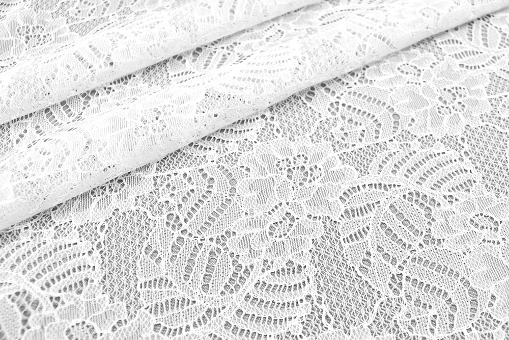Spitzenstoff - Monstera - Weiß 