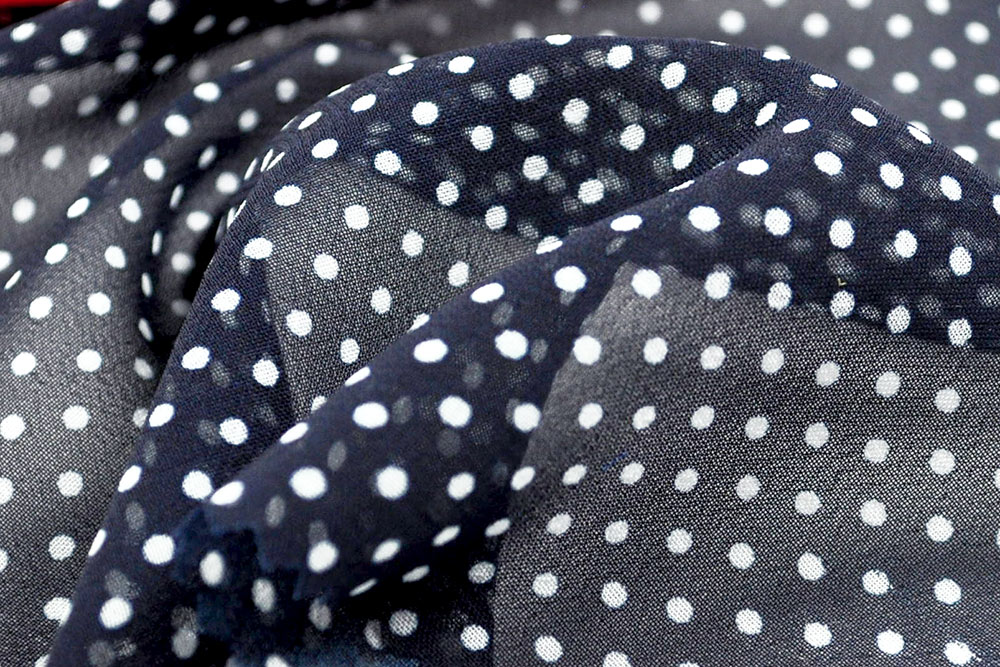 Chiffon - Pünktchen - Nachtblau 