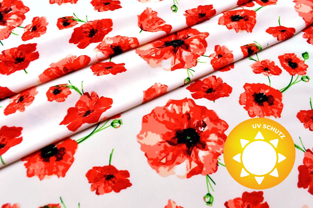 Badeanzugstoff - Mohnblumen 