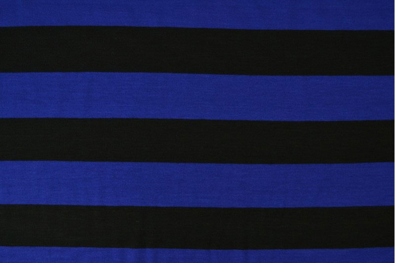 Viskosejersey - Streifen - Royal/Schwarz 