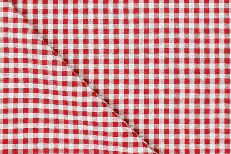 Seersucker kariert - Rot 
