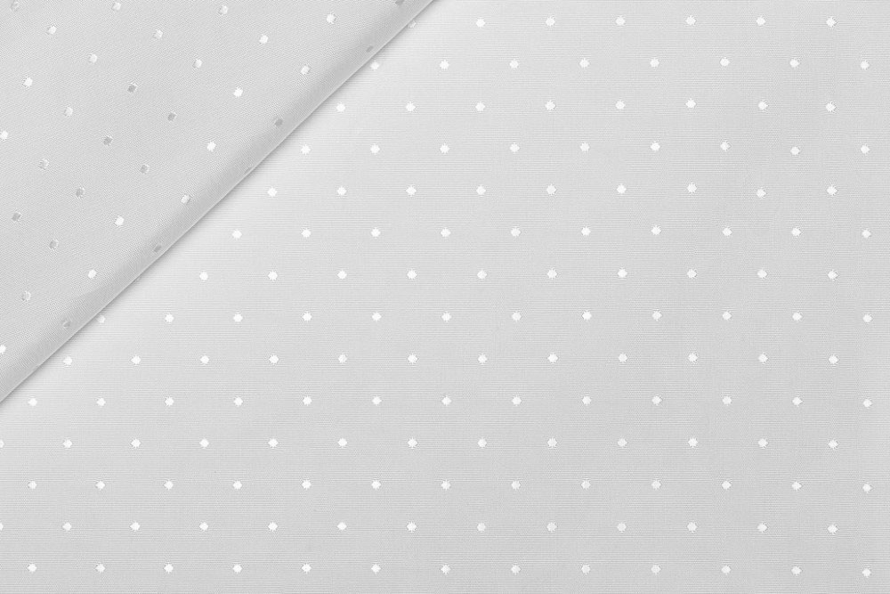 Jacquard-Taft deluxe - Punkte - Weiß 