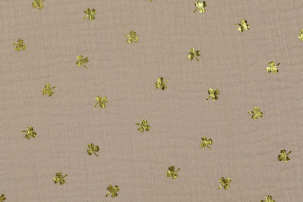 Musselin-Stoff - Glänzendes Kleeblatt - Sand 