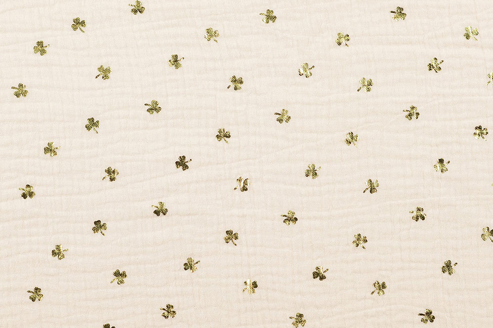 Musselin-Stoff - Kleeblatt - Creme 