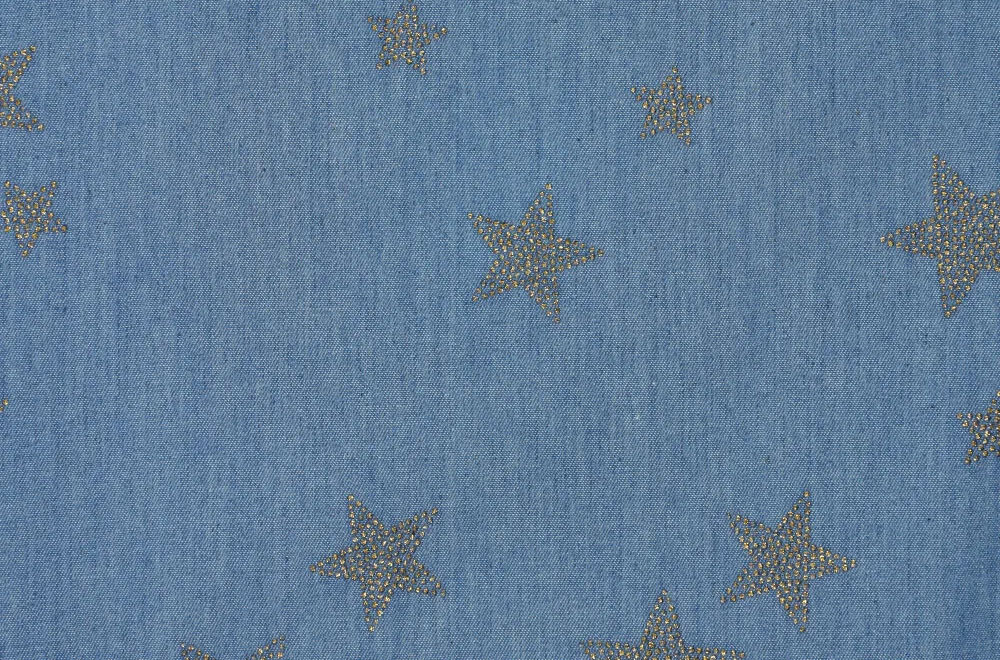 Jeansstoff - Glitzer-Sterne 