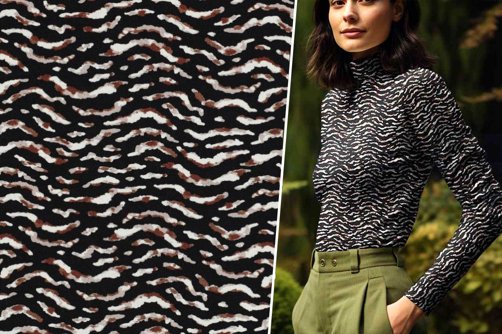Viskosejersey Digital - Zebrana 