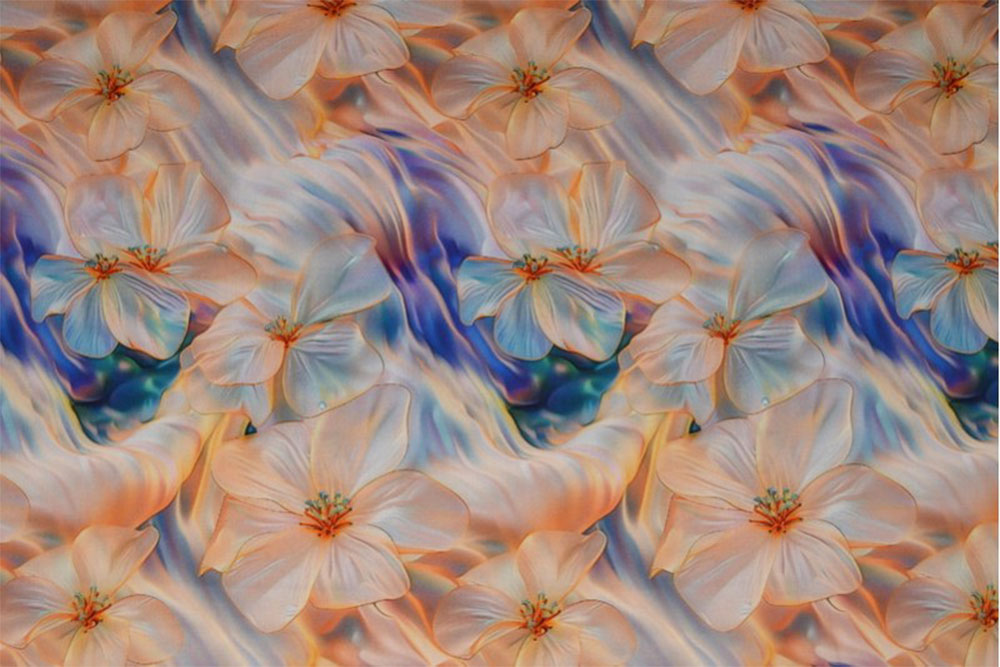 Viskosestoff 3D - Marble Flowers 