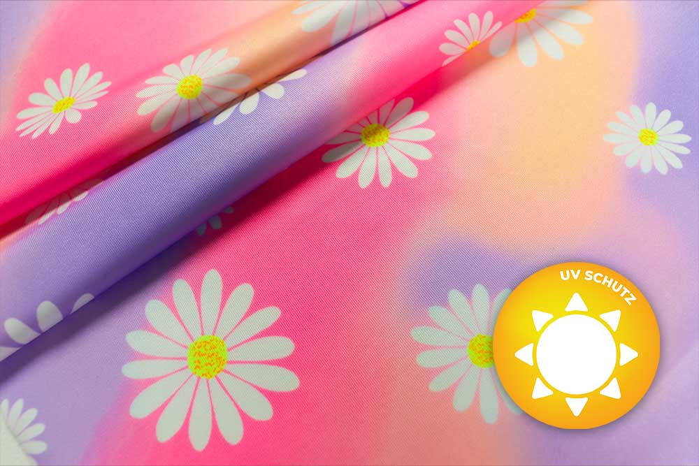 Badeanzugstoff - Rainbow Flowers 