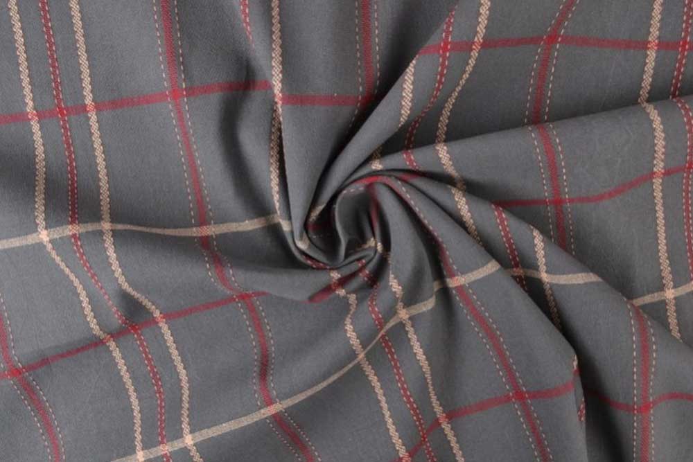 Baumwoll-Leinen Schottenkaro - Grau 