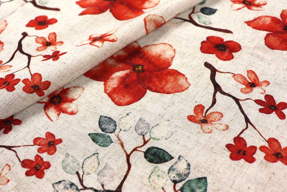 Viskose-Leinen Digital - Fleurs Reves 