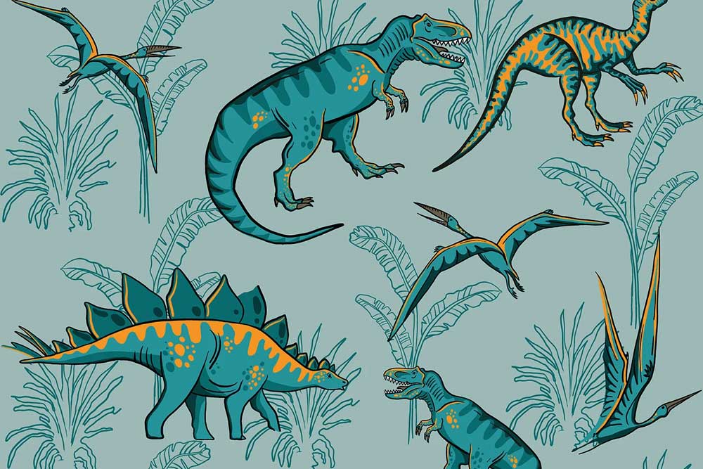 Strandtuch Stoff - Jurassic Dinos 