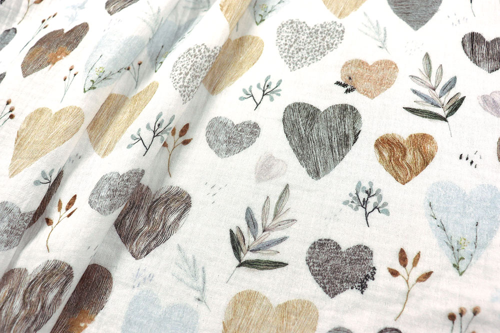 Musselin Digital - Herz-Aquarell 