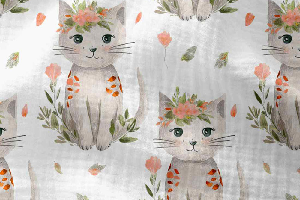 Musselin Digital - Katzen in der Wiese 