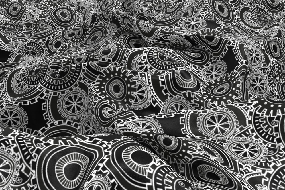 Steampunk-Blackout - Zahnrad Black and White