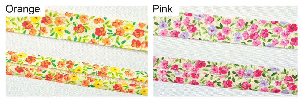 Schrägband Blüten-Meer - 2/4 cm breit - Meterware 