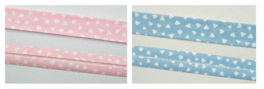 Schrägband Herzchen - 2/4 cm breit - Meterware 