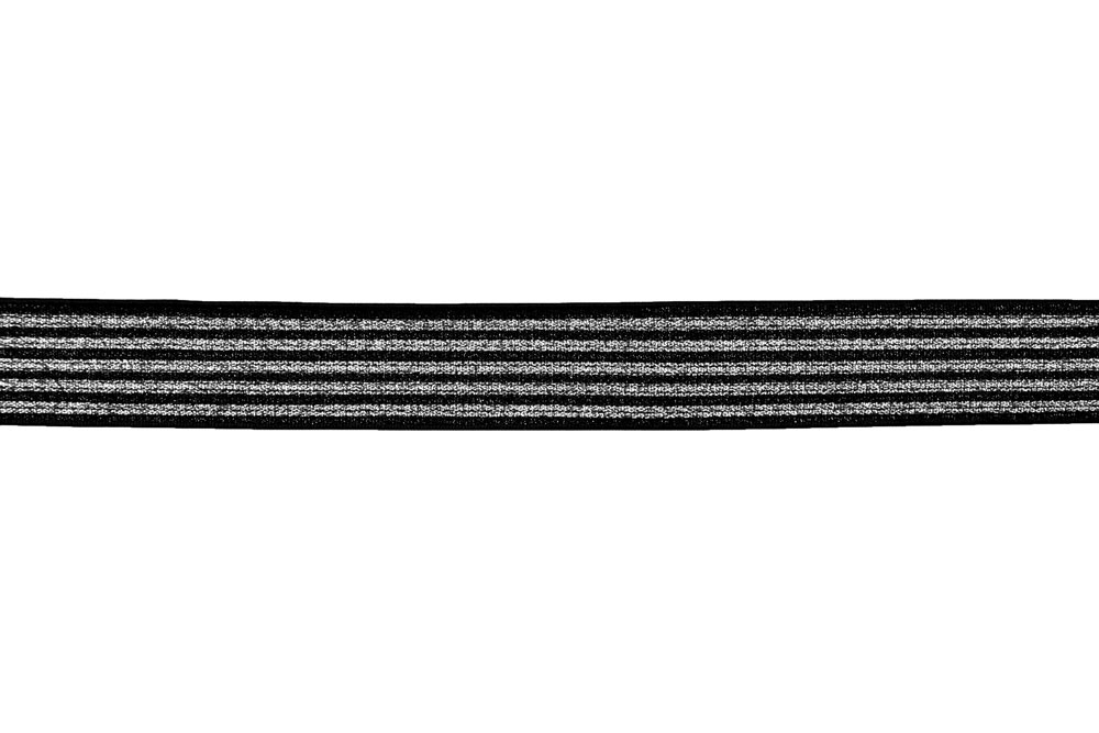Gummiband - Glitzer - 25 mm - Silber 