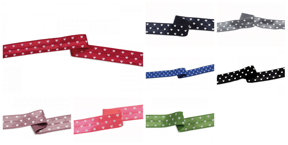 Elastik-Einfassband - Herzchen 