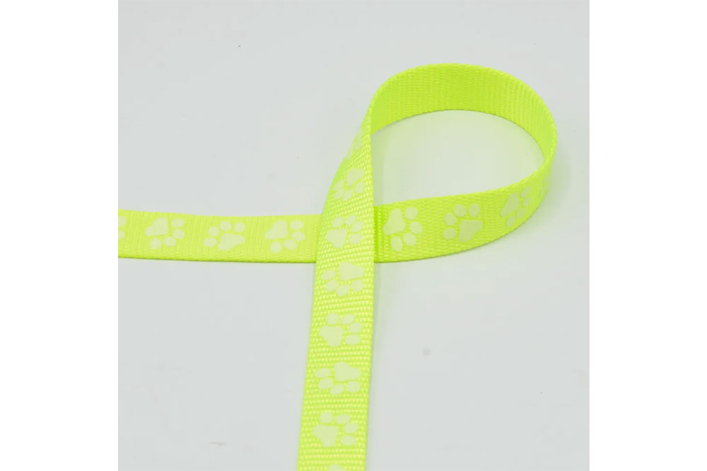 Reflexionsband - 20 mm - Pfötchen - Neongelb 