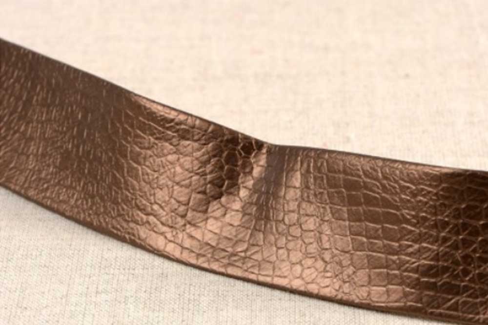 Kunstleder-Schrägband - Metallic - Bronze 