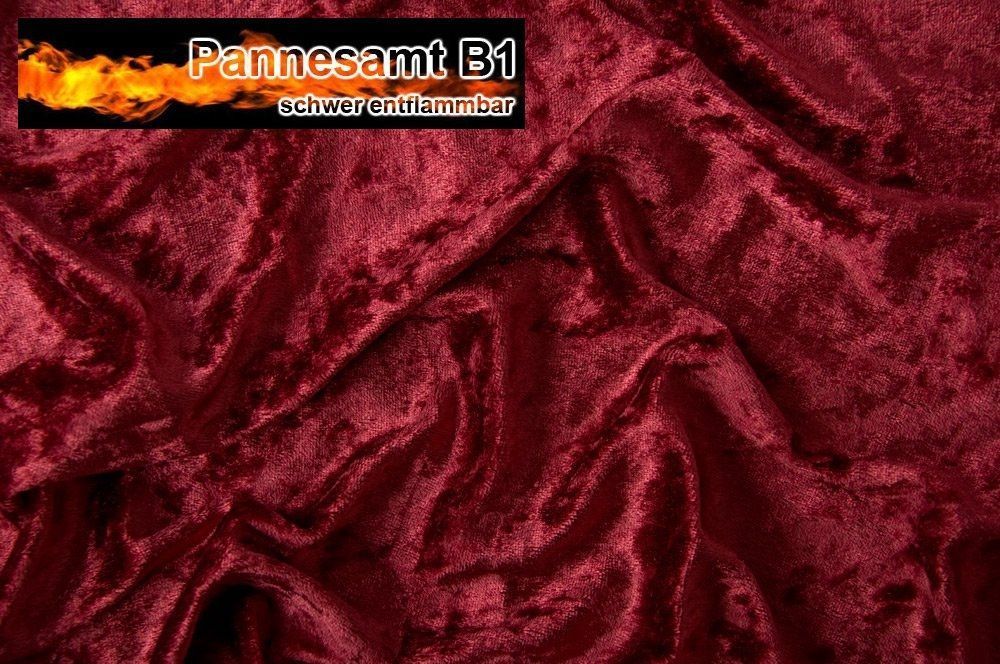Pannesamt B1 - schwer entflammbar - Bordeaux - 1,0 Meter 