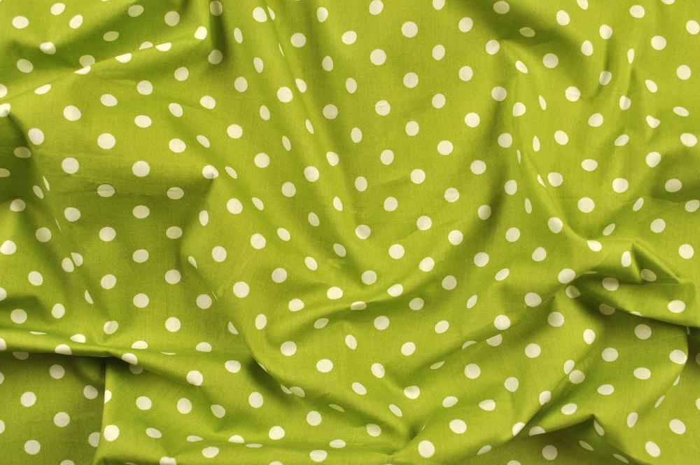 Baumwolle Popeline - große Tupfen Grün / Weiß