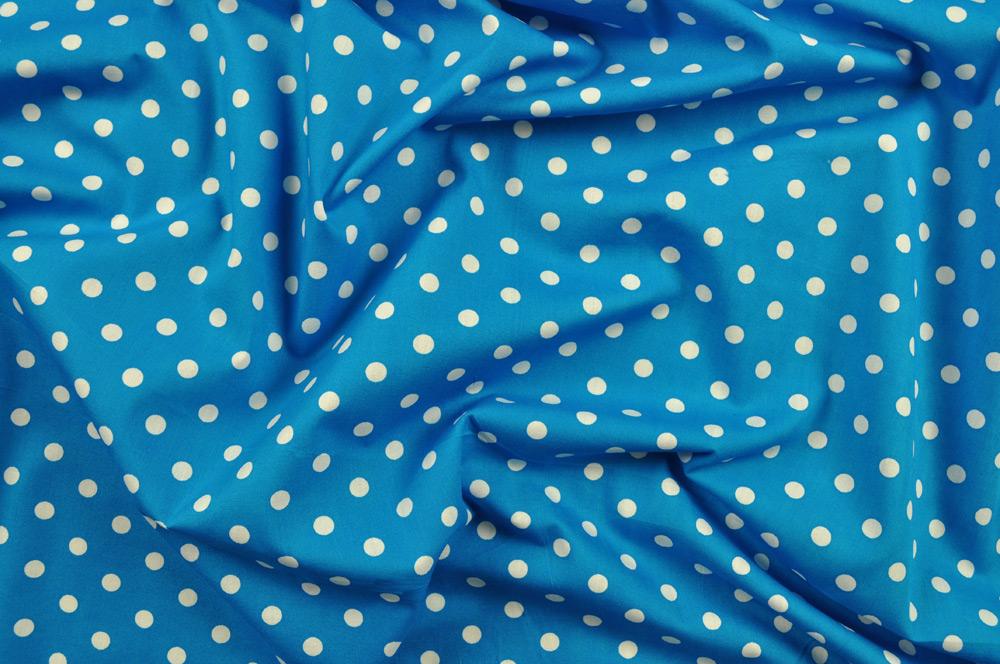 Baumwolle Popeline - große Tupfen Türkis / Weiß