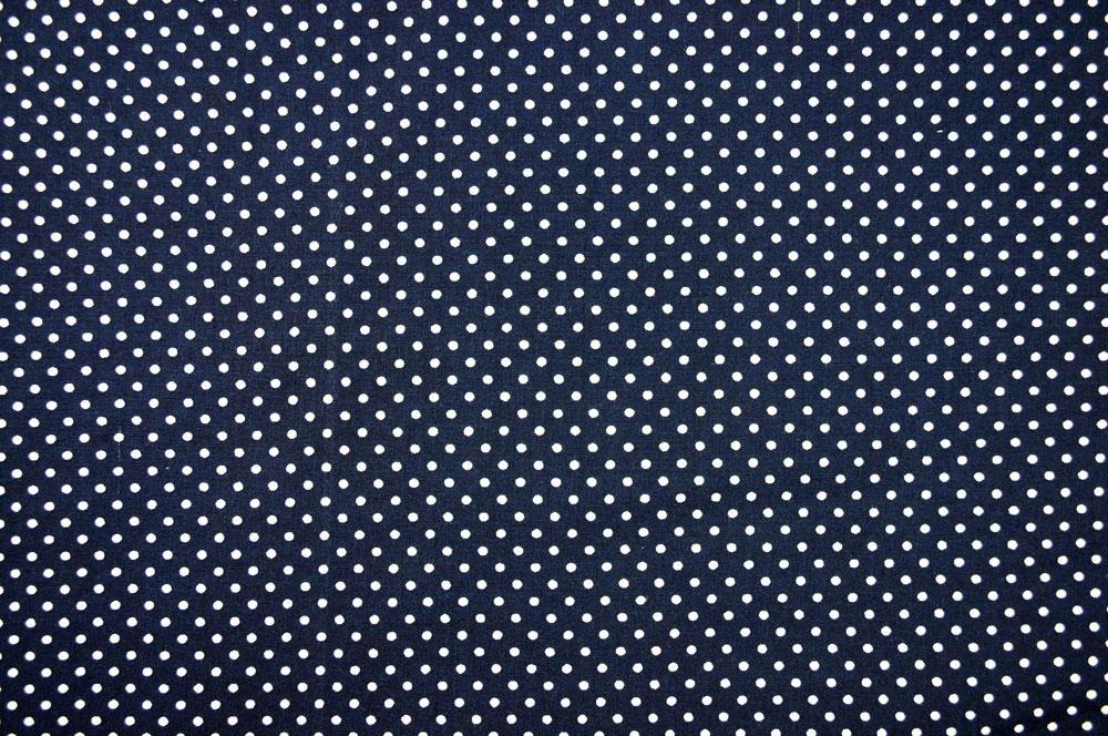 Baumwollstoff - Pünktchen - Dunkelblau/Weiß 