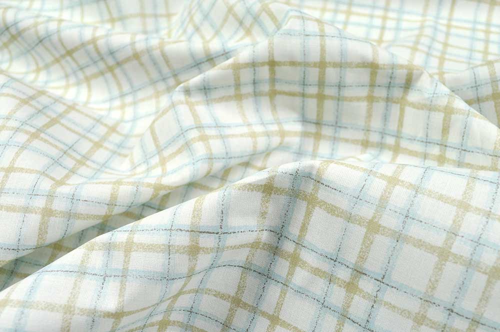 Baumwollstoff - Karo - 290 cm - Hellblau/Beige 