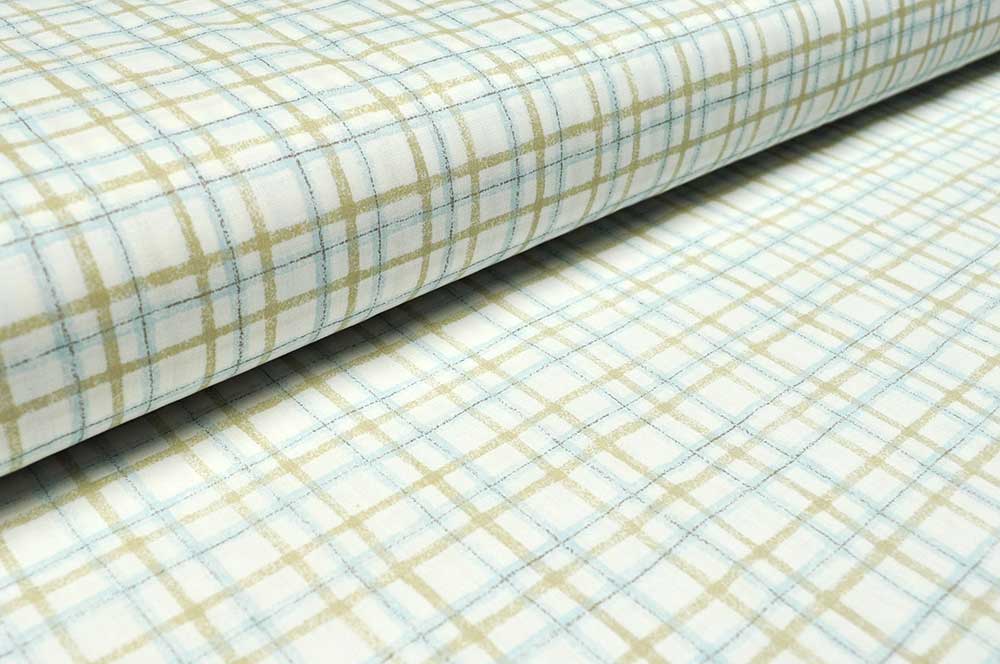 Bettwäsche-Stoff - Karo - 290 cm - Hellblau/Beige 