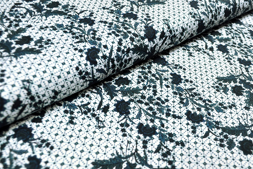 Baumwoll-Trachtenstoff - Rosis Ranken - Alpenblau 