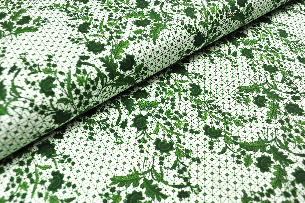 Baumwoll-Trachtenstoff - Rosis Ranken - Wiesengrün 