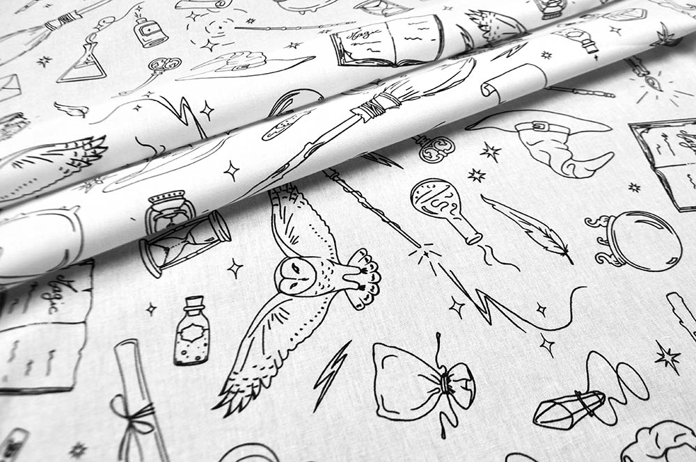 Ausmalstoff Baumwolle - Zauberei 