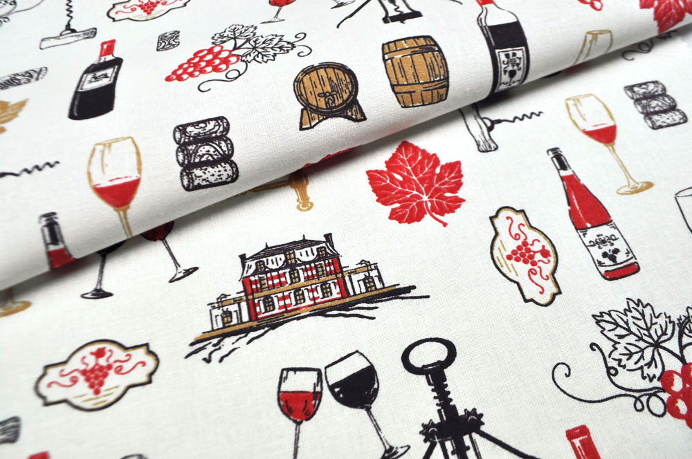 Baumwoll-Dekostoff - Wine Tasting 