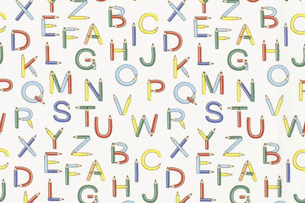 Baumwollstoff - Buchstabieren macht Spaß 