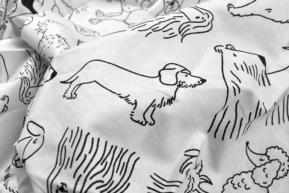 Ausmalstoff Baumwolle - Hunde 