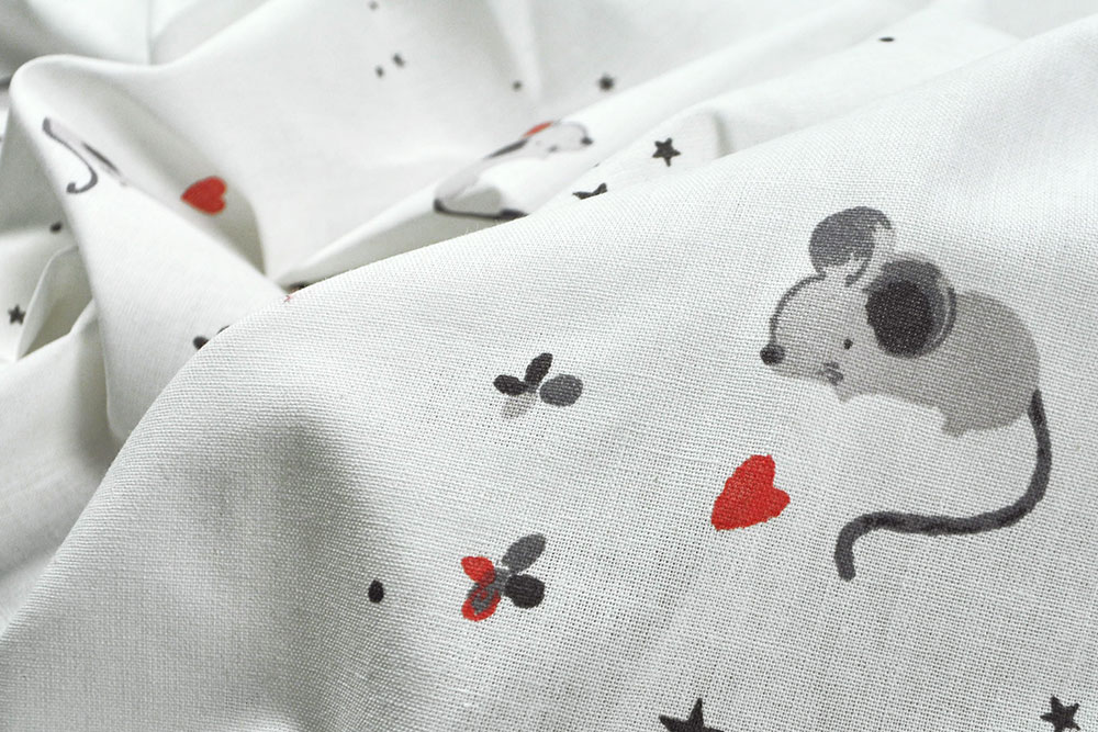 Baumwollstoff - Verliebte Mäuse 
