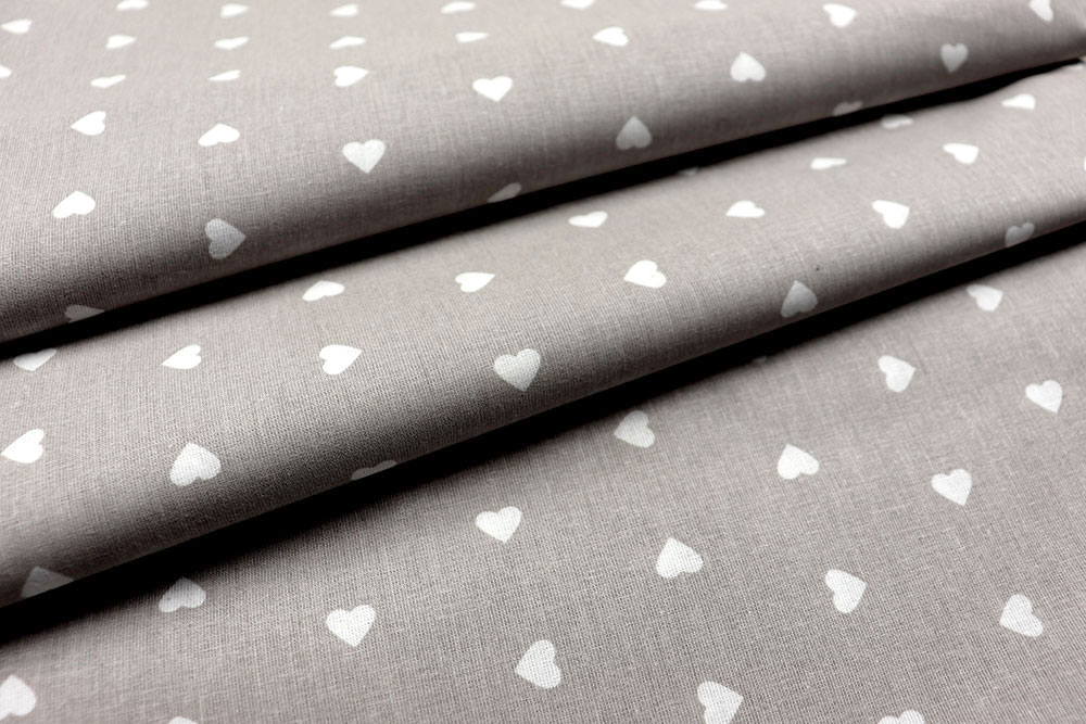 Baumwollstoff - Herzen - 295 cm - Hellgrau 
