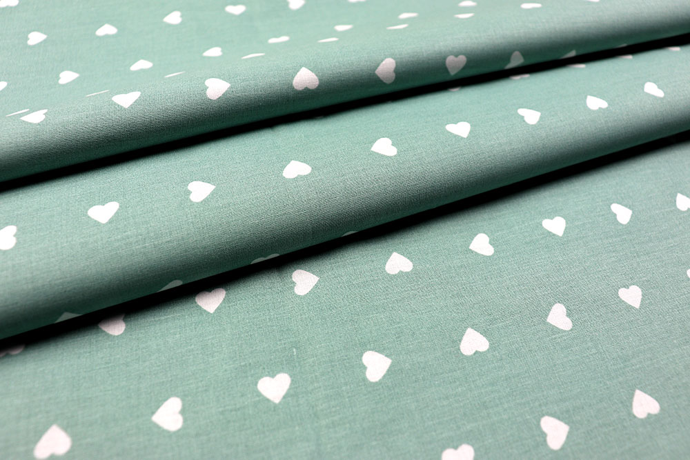 Bettwäsche-Stoff - Herzen - 295 cm - Mint 