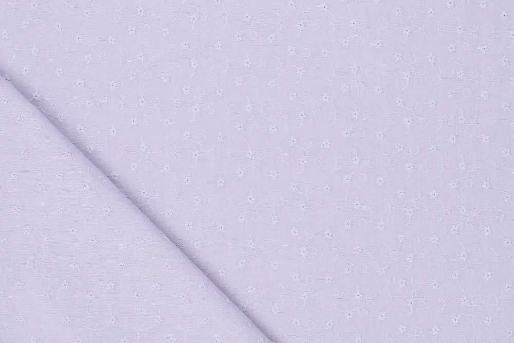 Baumwollstoff bestickt - Rosalie - Lila 