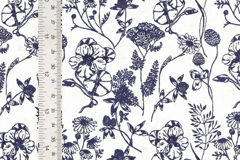 Baumwoll-Trachtenstoff - Wiesenblumen - Nachtblau 