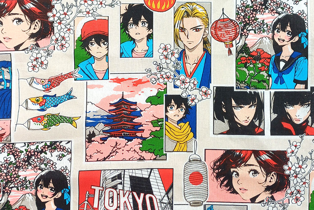 Baumwollstoff Asia - Manga 