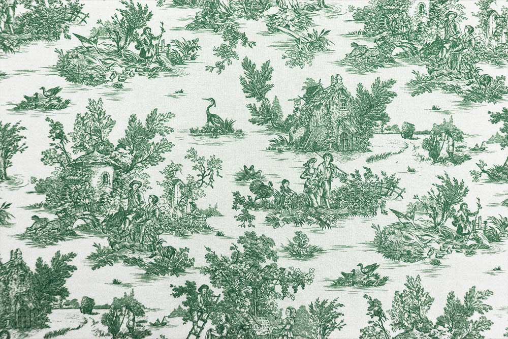 Baumwollstoff Toile de Jouy - 280 cm - Erntezeit - Grün 